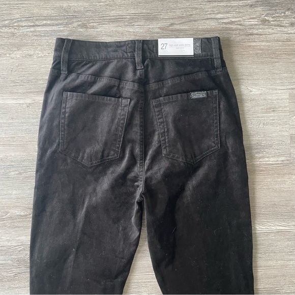 NWT 7 For All Mankind High Waist Button Fly Velvet Ankle Skinny Pants Black 27 - Picture 8 of 9